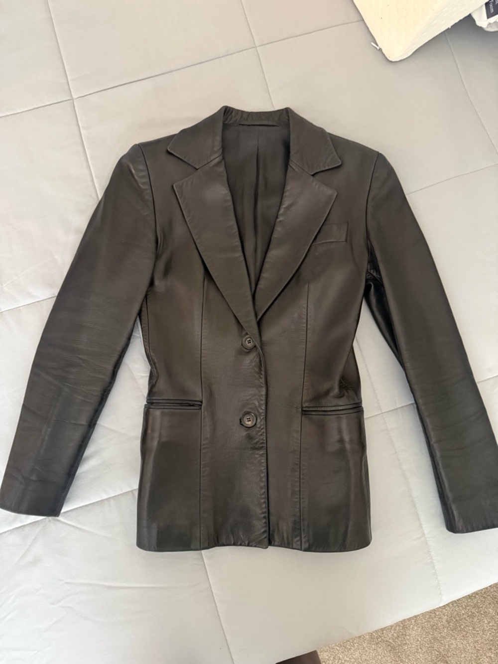 Gucci Black Leather Blazer Jacket